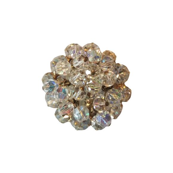 Vintage Aurora Borealis Cluster Brooch with Austrian Crystals - Picture 1 of 5